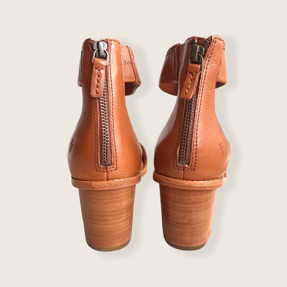 Frye Brielle Cognac Leather Chic Ankle Heel Sandal - Picture 13 of 16
